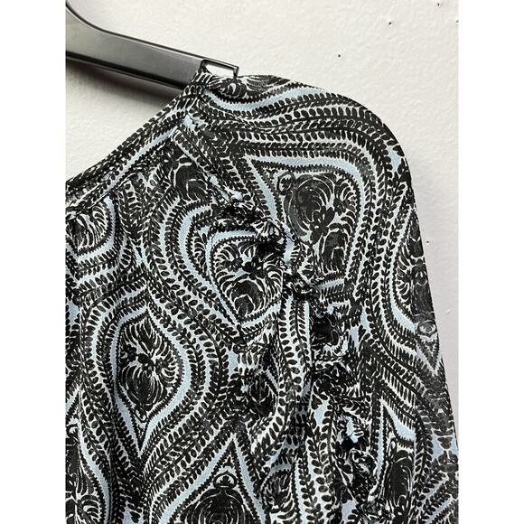 Misa Los Angeles Genette Dress Womens small Black V-Neck Short Ruffle Geo - Picture 5 of 8